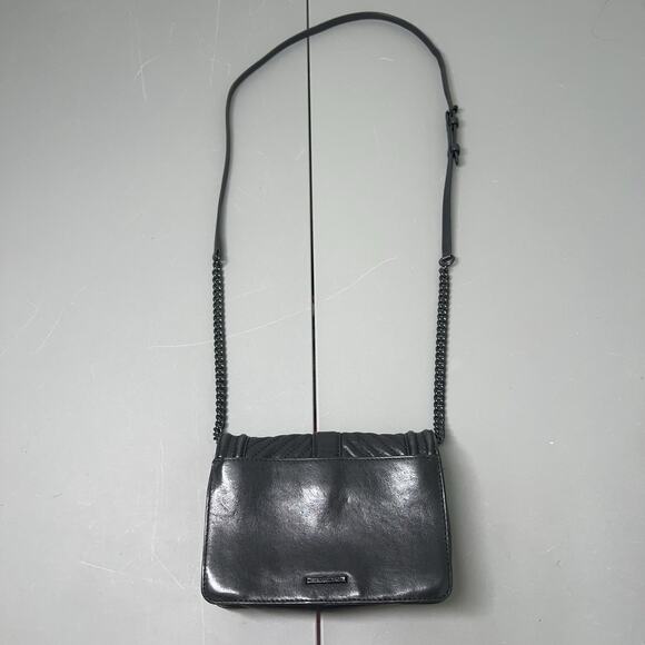 Rebecca Minkoff Love Crossbody Bag Black Chevron Quilted Chain Strap Leather - Picture 2 of 16